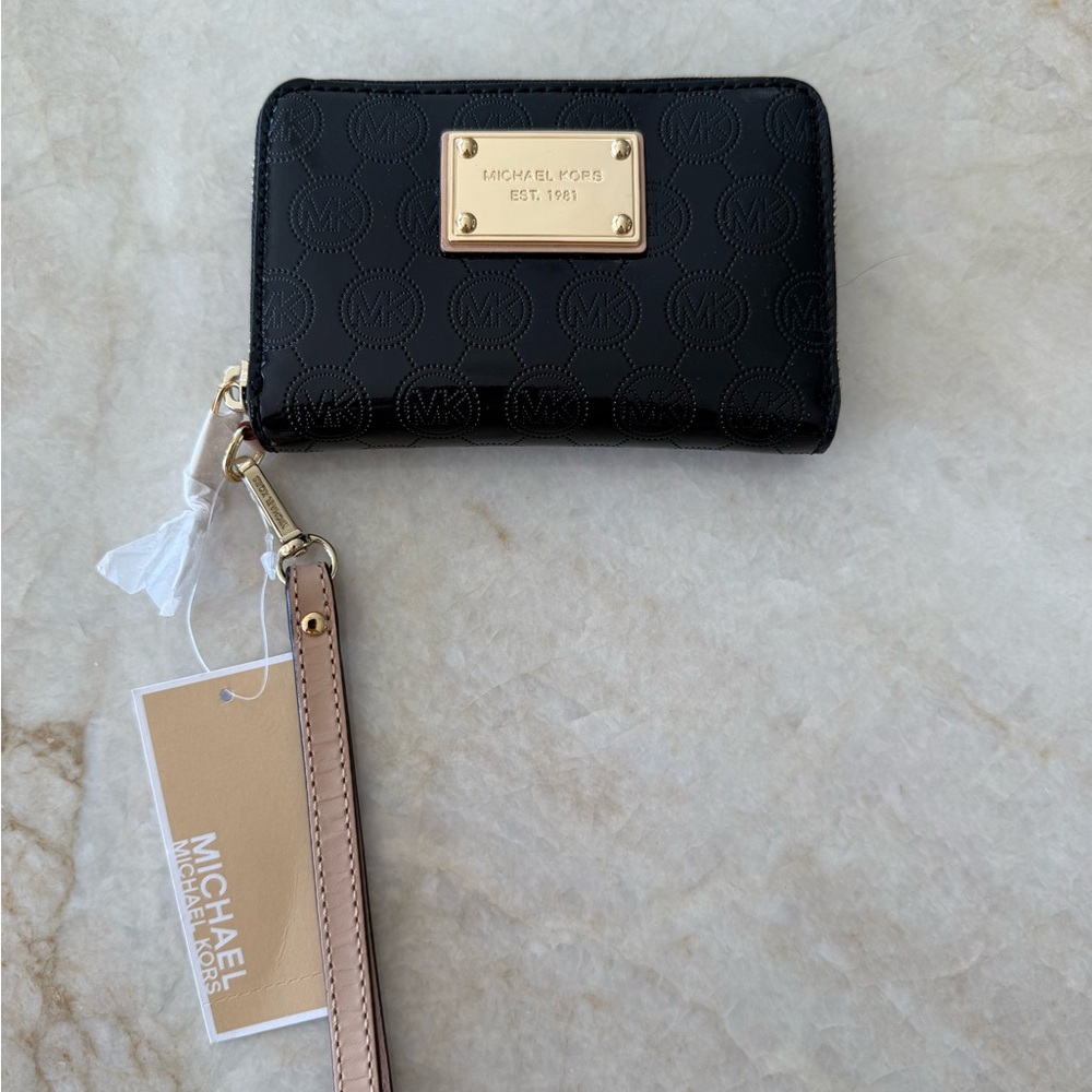 Michael Kors Black Clutch with Gold-Tone Accents